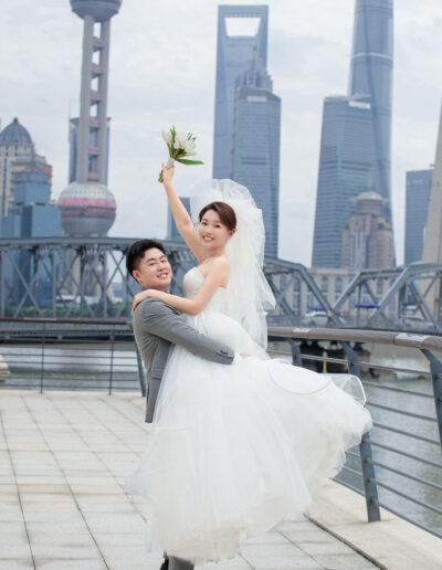 Our pre-wedding photoshoot in Shanghai at the bund.